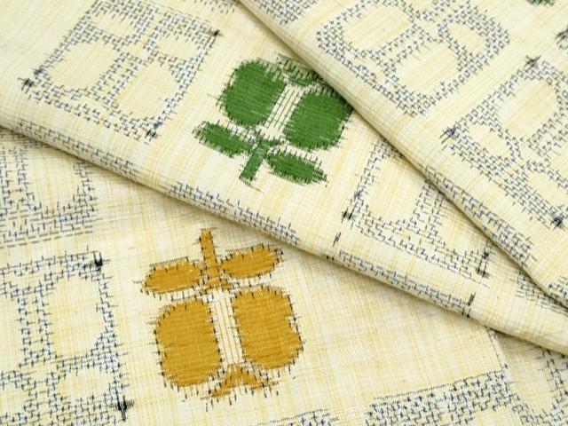 平和屋着物▽上質な紬　単衣　遠州椿　正絹　逸品　CABG2619th
