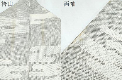 平和屋着物▽本塩沢　単衣　エ霞文　正絹　逸品　CABG2622th