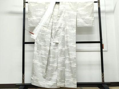 平和屋着物▽本塩沢　単衣　エ霞文　正絹　逸品　CABG2622th