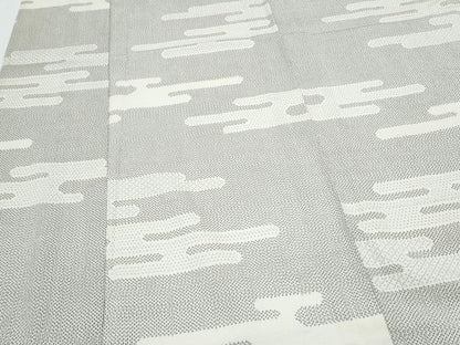 平和屋着物▽本塩沢　単衣　エ霞文　正絹　逸品　CABG2622th