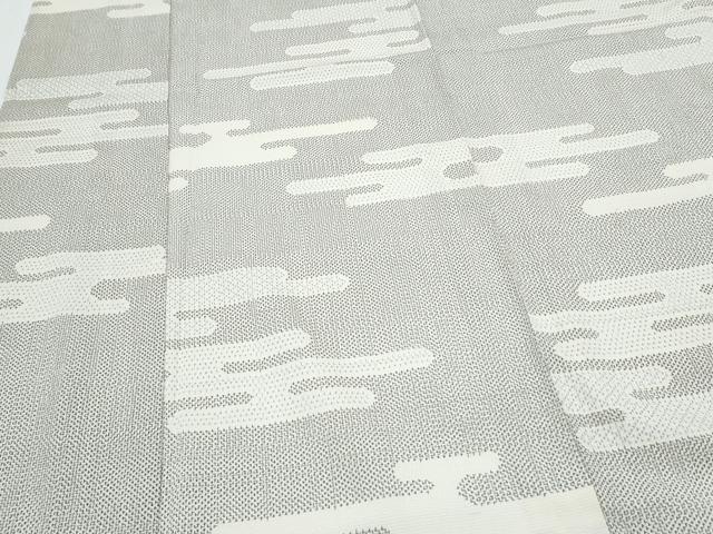 平和屋着物▽本塩沢　単衣　エ霞文　正絹　逸品　CABG2622th