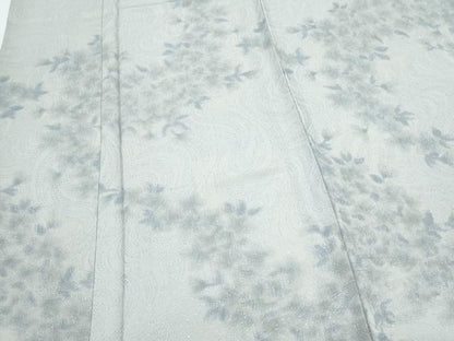 平和屋着物▽上質な小紋　単衣　流水花文　銀通し地　正絹　逸品　CABG2623th