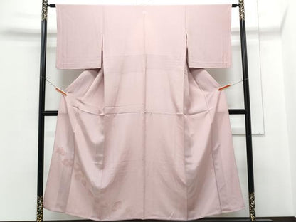 平和屋着物▽豪華　単衣　地紋起こし　草葉文　正絹　逸品　CABG2624th