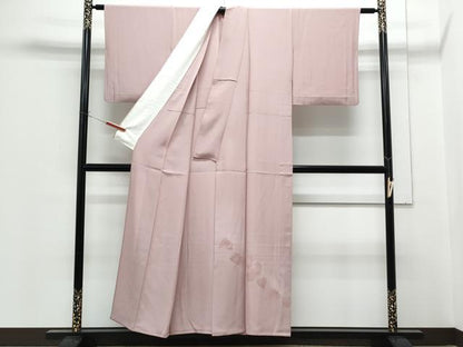 平和屋着物▽豪華　単衣　地紋起こし　草葉文　正絹　逸品　CABG2624th