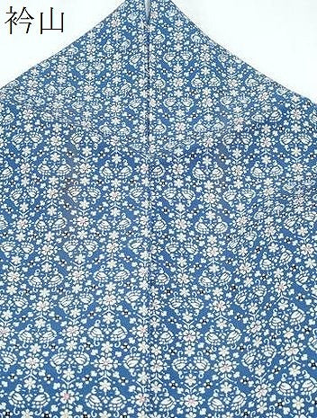 平和屋着物▽上質な小紋　単衣　型染め　向かい鳥花文　正絹　逸品　CABG2626th