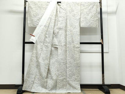 平和屋着物▽上質な紬　単衣　風景文　正絹　逸品　CABG2628th