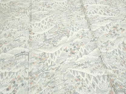 平和屋着物▽上質な紬　単衣　風景文　正絹　逸品　CABG2628th