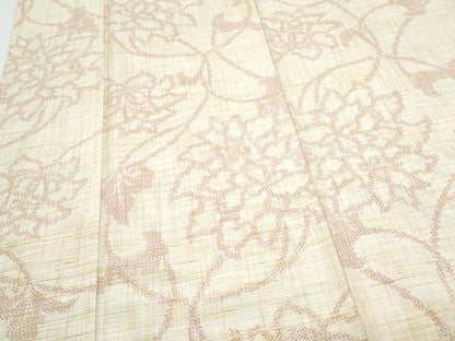 平和屋着物▽上質な紬　単衣　花唐草文　正絹　逸品　CABG2629th