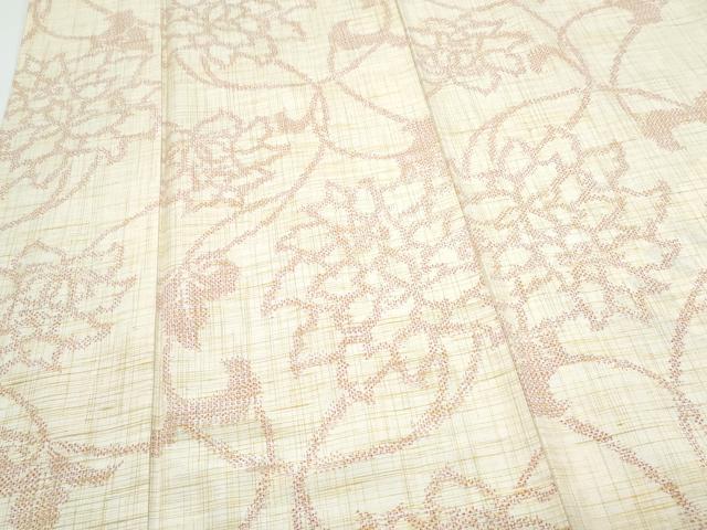 平和屋着物▽上質な紬　単衣　花唐草文　正絹　逸品　CABG2629th
