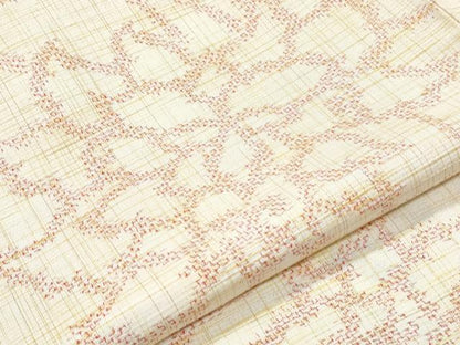 平和屋着物▽上質な紬　単衣　花唐草文　正絹　逸品　CABG2629th