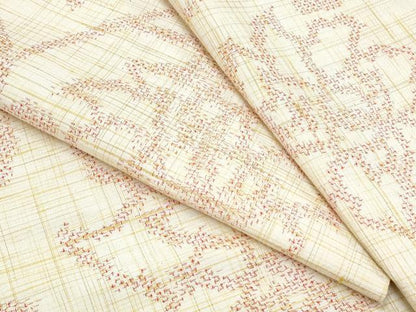 平和屋着物▽上質な紬　単衣　花唐草文　正絹　逸品　CABG2629th