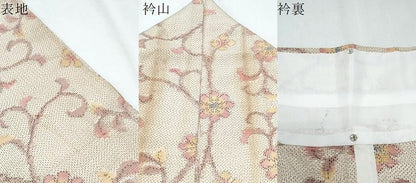 平和屋着物▽上質な紬　単衣　花唐草文　正絹　逸品　CABG2630th