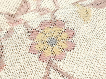 平和屋着物▽上質な紬　単衣　花唐草文　正絹　逸品　CABG2630th
