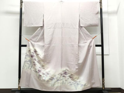 平和屋着物▽色留訪問着　単衣　刺繍　笹竹文　暈し染め　正絹　逸品　CABG2632th
