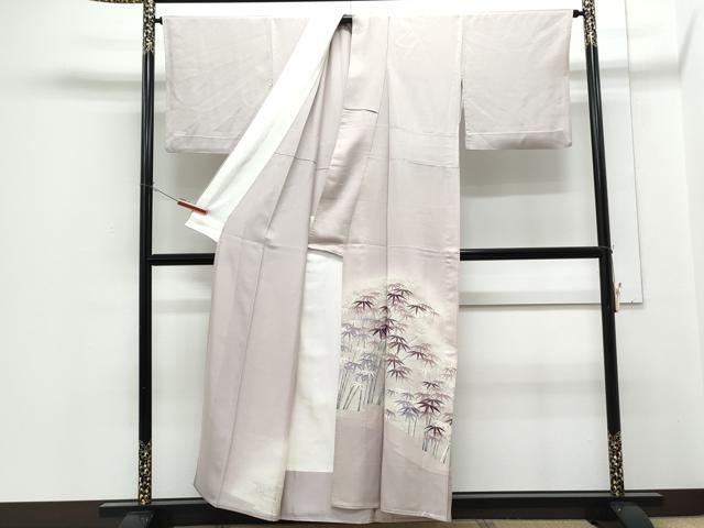 平和屋着物▽色留訪問着　単衣　刺繍　笹竹文　暈し染め　正絹　逸品　CABG2632th