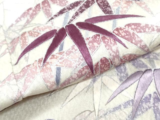 平和屋着物▽色留訪問着　単衣　刺繍　笹竹文　暈し染め　正絹　逸品　CABG2632th