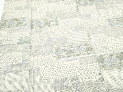 平和屋着物▽上質な紬　単衣　色紙重ね吉祥文　正絹　逸品　CABG2633th