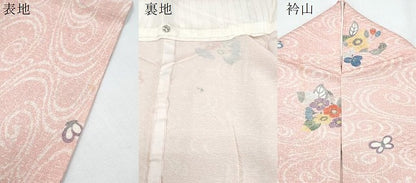 平和屋着物▽上質な小紋　単衣　花蝶文　金彩　正絹　逸品　CABG2634th