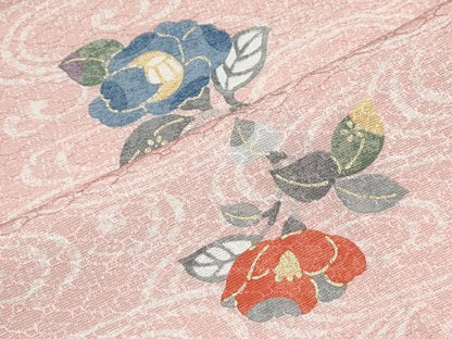 平和屋着物▽上質な小紋　単衣　花蝶文　金彩　正絹　逸品　CABG2634th