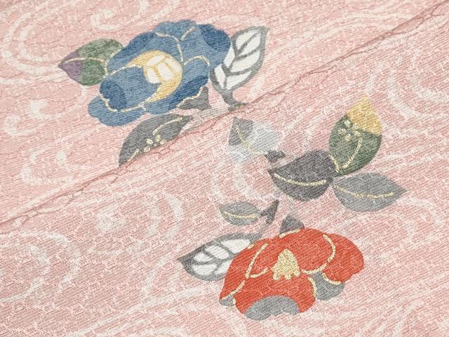 平和屋着物▽上質な小紋　単衣　花蝶文　金彩　正絹　逸品　CABG2634th