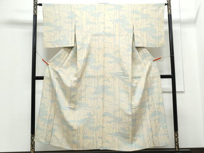 平和屋着物▽上質な小紋　単衣　樹林文　正絹　逸品　CABG2636th