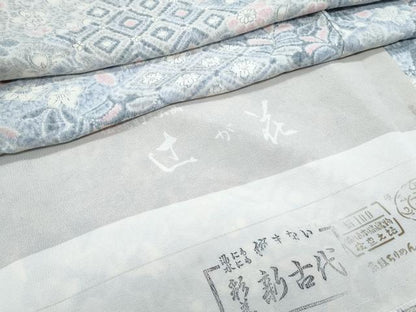 平和屋着物▽上質な小紋　単衣　辻が花　反端付き　正絹　逸品　CABG2637th