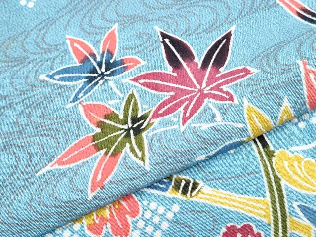 平和屋着物▽上質な小紋　単衣　型染め　花筏文　正絹　逸品　CABG2638th