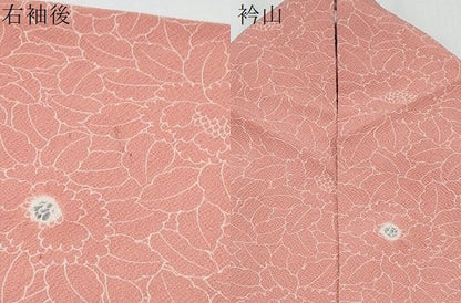 平和屋着物▽上質な小紋　単衣　絞り　草花文　鬼しぼ縮緬　正絹　逸品　CABG2639th
