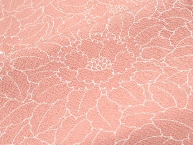 平和屋着物▽上質な小紋　単衣　絞り　草花文　鬼しぼ縮緬　正絹　逸品　CABG2639th