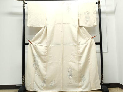 平和屋着物▽訪問着　単衣　天使　楽器文　金彩　正絹　逸品　CABG2641th
