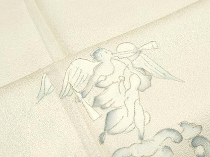 平和屋着物▽訪問着　単衣　天使　楽器文　金彩　正絹　逸品　CABG2641th