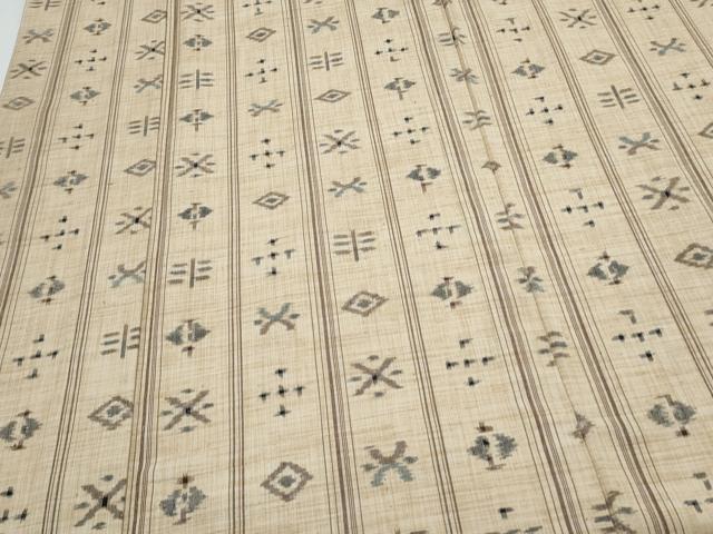 平和屋着物▽上質な紬　単衣　吉祥間道　正絹　逸品　CABG2642th