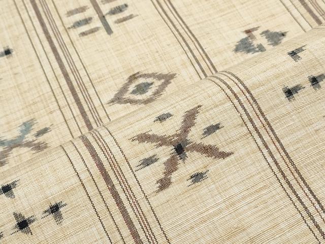 平和屋着物▽上質な紬　単衣　吉祥間道　正絹　逸品　CABG2642th