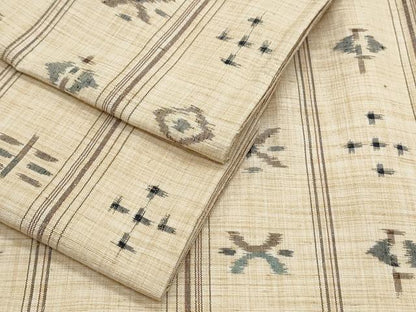 平和屋着物▽上質な紬　単衣　吉祥間道　正絹　逸品　CABG2642th