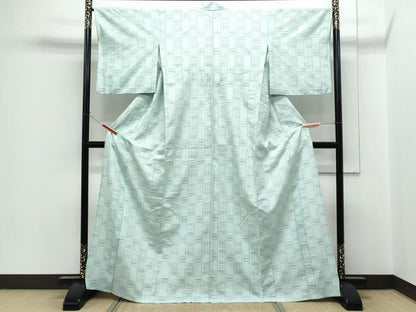 平和屋着物▽上質な紬　単衣　吉祥間道　正絹　逸品　CABG2644th