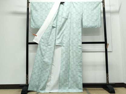 平和屋着物▽上質な紬　単衣　吉祥間道　正絹　逸品　CABG2644th