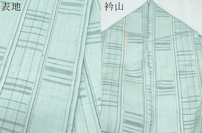 平和屋着物▽上質な紬　単衣　吉祥間道　正絹　逸品　CABG2644th
