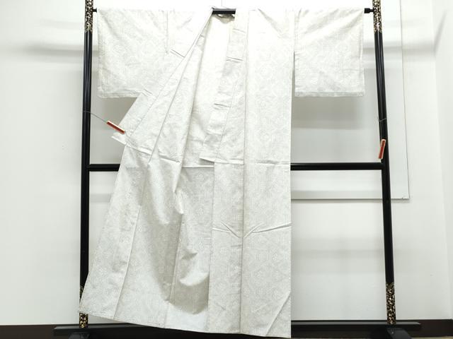 平和屋着物▽上質な紬　単衣　吉祥花文　正絹　逸品　CABG2647th
