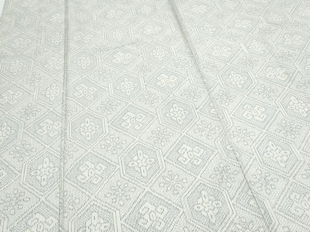 平和屋着物▽上質な紬　単衣　吉祥花文　正絹　逸品　CABG2647th