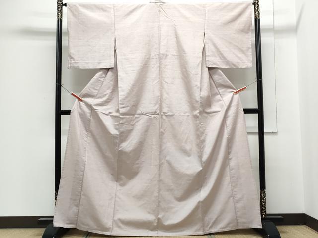 平和屋着物▽上質な紬　色無地　単衣　霞色　正絹　逸品　CABG2648th