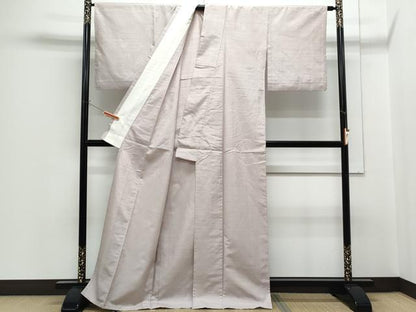 平和屋着物▽上質な紬　色無地　単衣　霞色　正絹　逸品　CABG2648th