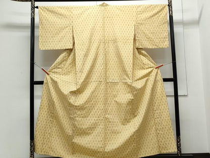 平和屋着物▽上質な紬　単衣　吉祥文　正絹　逸品　CABG2649th