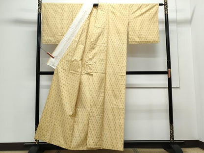 平和屋着物▽上質な紬　単衣　吉祥文　正絹　逸品　CABG2649th
