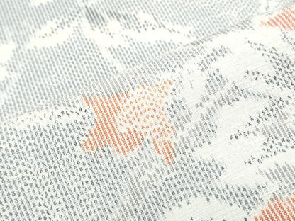 平和屋着物▽上質な紬　単衣　草花文　正絹　逸品　CABG2650th