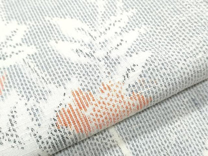 平和屋着物▽上質な紬　単衣　草花文　正絹　逸品　CABG2650th