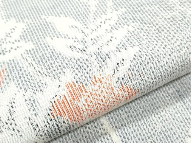 平和屋着物▽上質な紬　単衣　草花文　正絹　逸品　CABG2650th