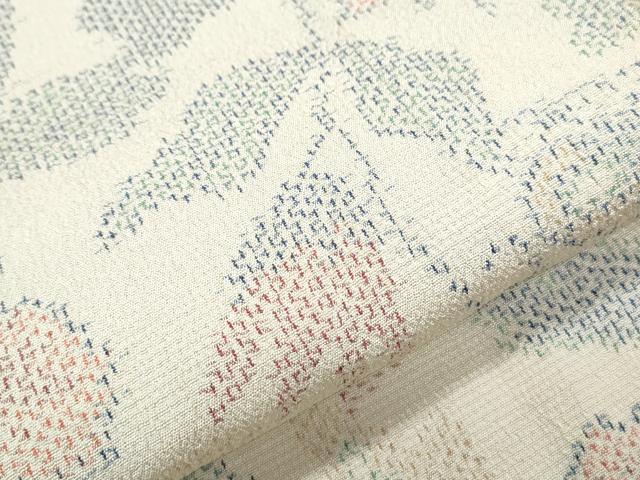 平和屋着物▽本塩沢　単衣　花唐草文　正絹　逸品　CABG2651th