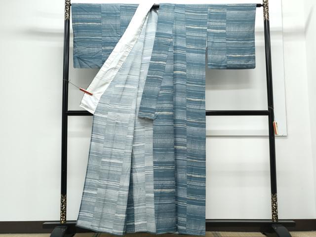 平和屋着物▽上質な小紋　単衣　横段文　正絹　逸品　CABG2653th