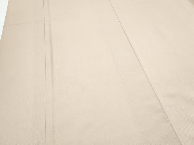 平和屋着物▽本塩沢　色無地　単衣　白茶色　正絹　逸品　CABG2656th