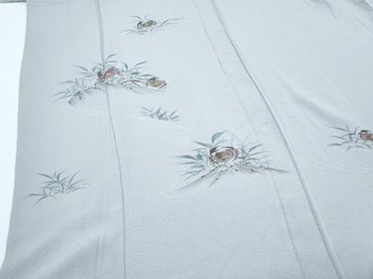 平和屋着物▽訪問着　単衣　手描き　カニ　正絹　逸品　CABG2658th